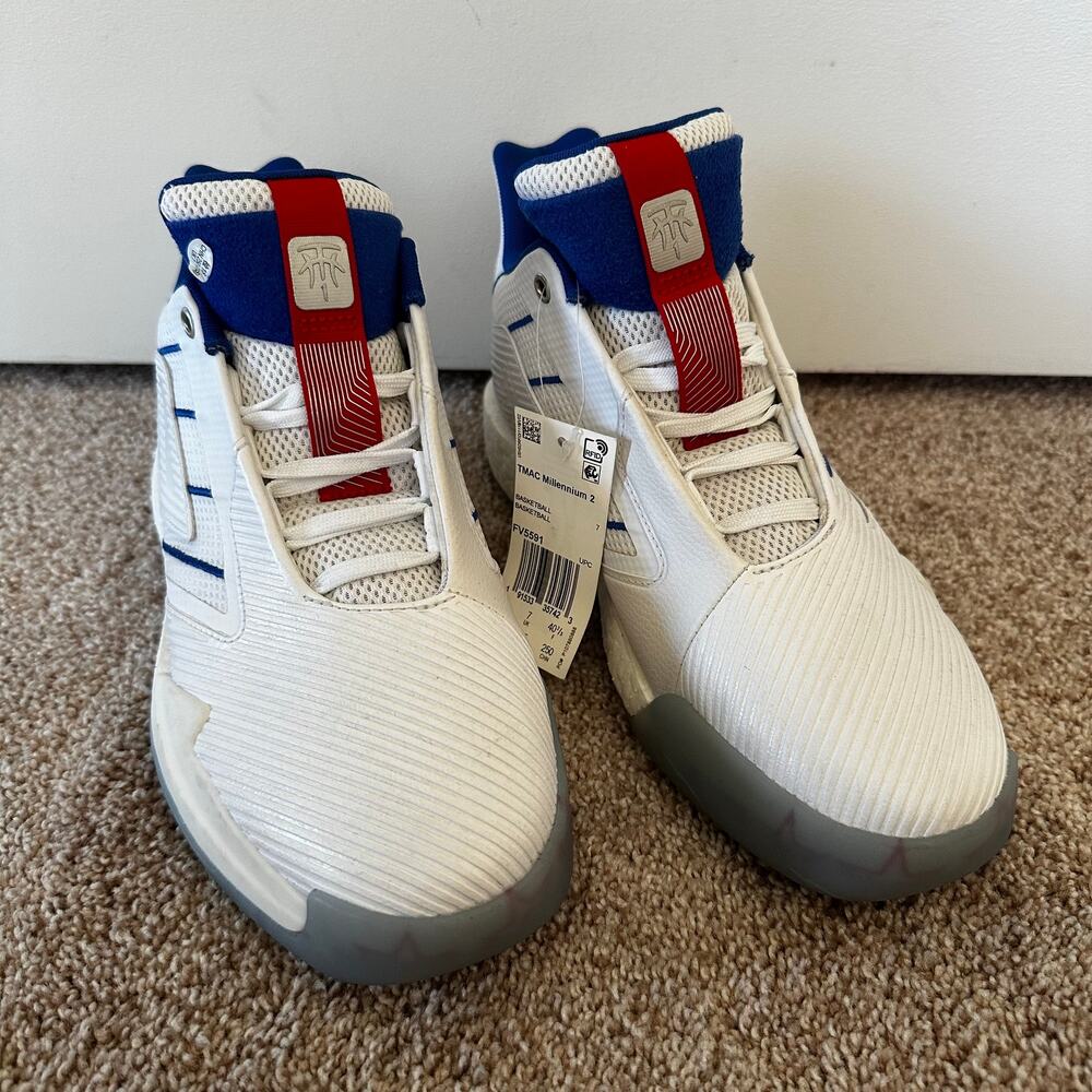 NEW Adidas T-Mac Millennium 2 Single Game 62 Points Basketball Shoe White 7.5